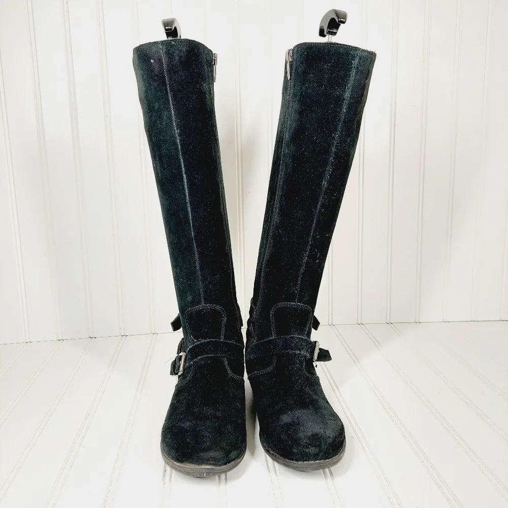 Marc Fisher Arbor Black Suede Leather Knee High Boots B637